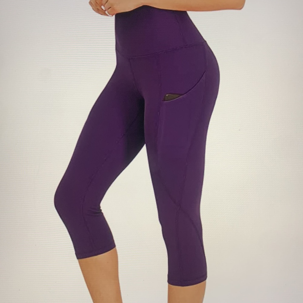 Tesla High Rise Purple Capri Leggings